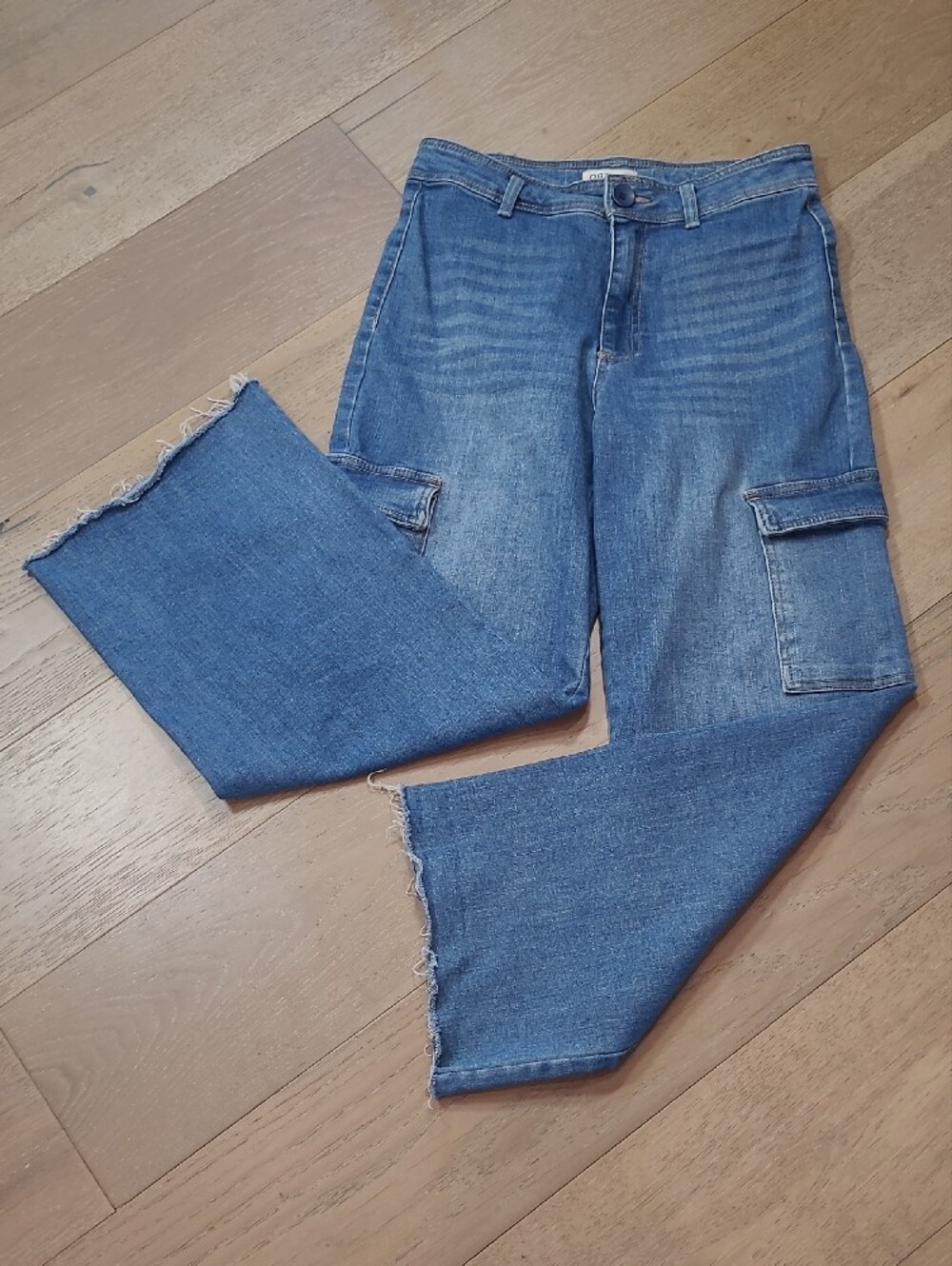 Oat New York Jeans Women's sz 8/29 Cargo High Rise Wide Leg Denim